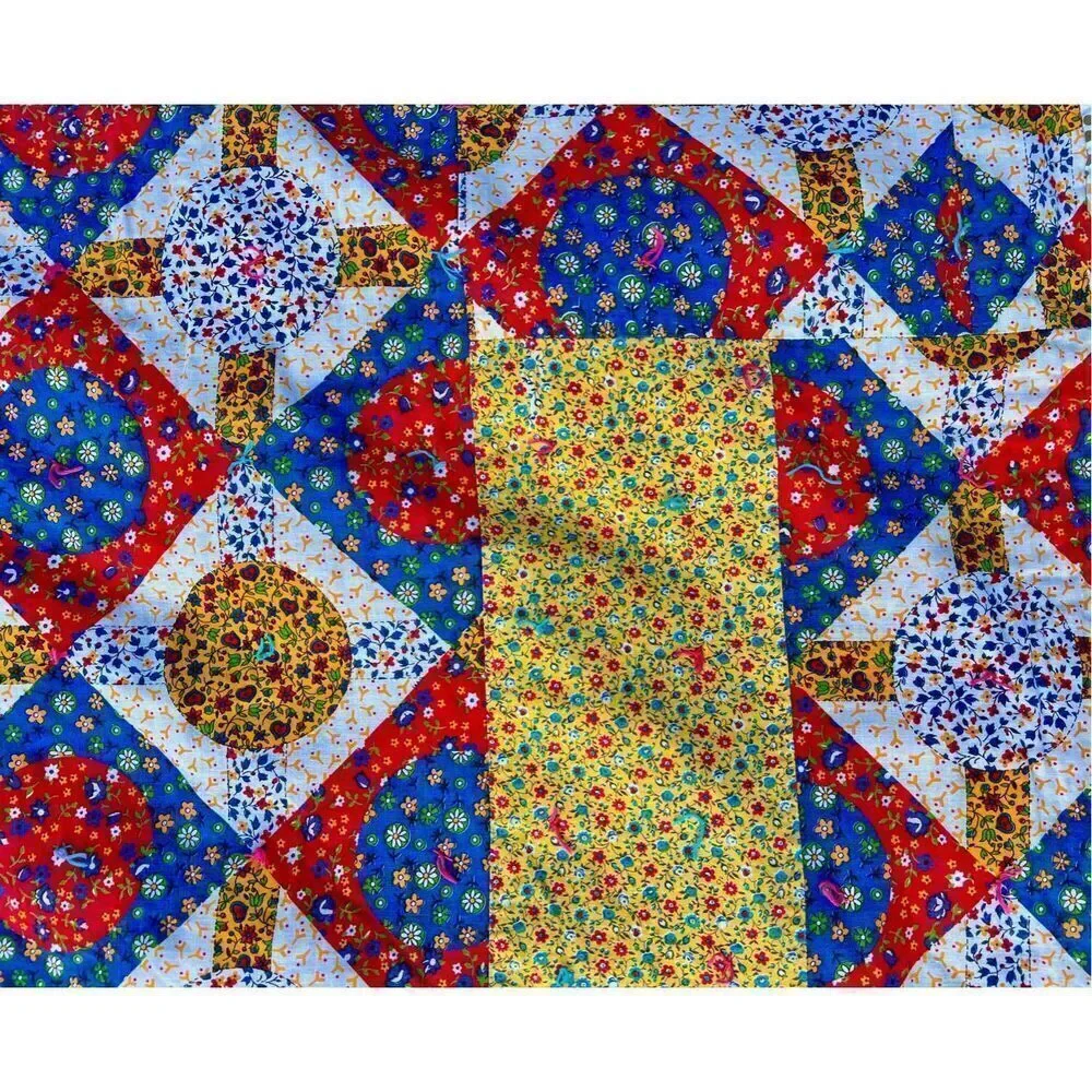 Vintage Handmade Cross Quilt Queen Size